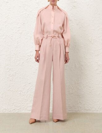 Alchemy Linen Wide Pant Pink Chocolate Stripe Online
