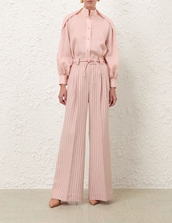 Alchemy Linen Wide Pant Pink Chocolate Stripe Online Alchemy Linen Wide Pant Pink Chocolate Stripe Online