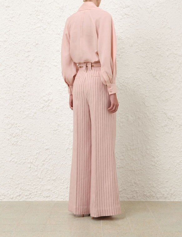 Alchemy Linen Wide Pant Pink Chocolate Stripe Online Alchemy Linen Wide Pant Pink Chocolate Stripe Online