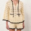 Aster Crochet Tunic Top Cream/Black Online Aster Crochet Tunic Top Cream/Black Online