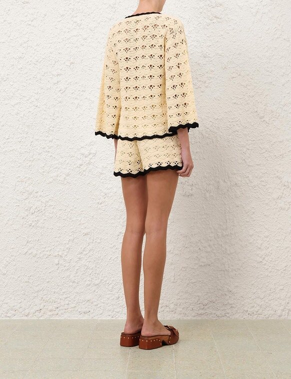 Aster Crochet Tunic Top Cream/Black Online Aster Crochet Tunic Top Cream/Black Online