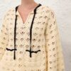 Aster Crochet Tunic Top Cream/Black Online Aster Crochet Tunic Top Cream/Black Online
