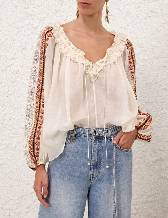 Aster Embroidered Blouse Cream Online Aster Embroidered Blouse Cream Online