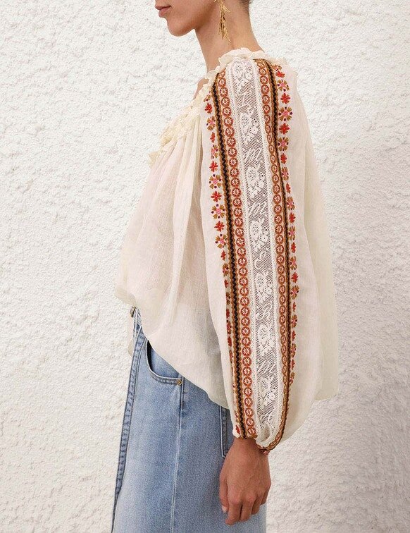 Aster Embroidered Blouse Cream Online Aster Embroidered Blouse Cream Online