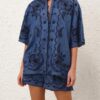 Aster Embroidered Denim Shirt Railway Blue Online