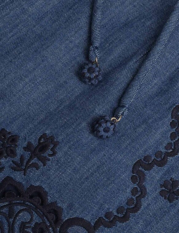 Aster Embroidered Denim Short Railway Blue Online Aster Embroidered Denim Short Railway Blue Online