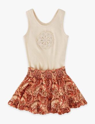 Aster Kids Bubble Hem Skirt Pink Paisley Floral Online