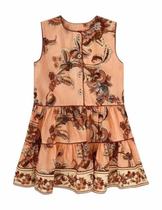 Aster Kids Contrast Hem Dress Peach Jacobean Online