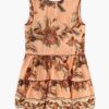 Aster Kids Contrast Hem Dress Peach Jacobean Online