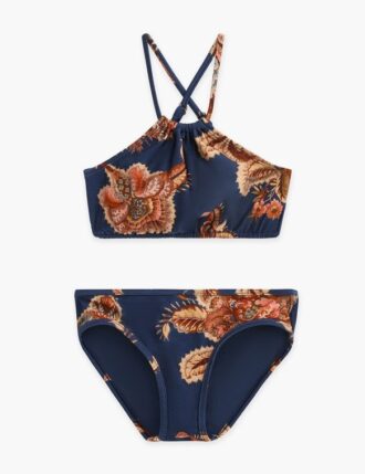 Aster Kids Cross Back Bikini Navy Jacobean Online