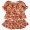 Aster Kids Frill Sleeve Top Pink Paisley Floral Online