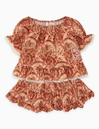 Aster Kids Frill Sleeve Top Pink Paisley Floral Online