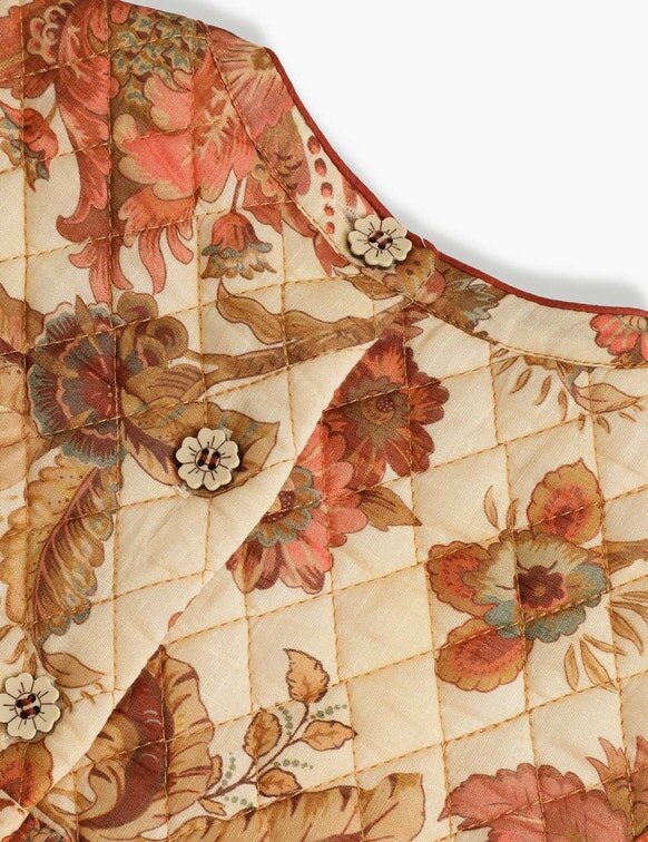 Aster Kids Quilted Dress Cream Jacobean Online Aster Kids Quilted Dress Cream Jacobean Online