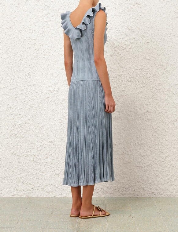 Aster Metallic Frill Top Metallic Blue Online Aster Metallic Frill Top Metallic Blue Online