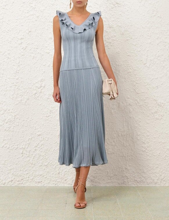 Aster Metallic Frill Top Metallic Blue Online Aster Metallic Frill Top Metallic Blue Online