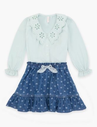 Awaken Kids Denim Skirt Jacquard Blue Online