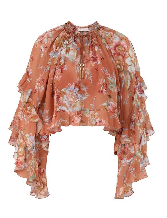 Awaken Ruffle Blouse Cinnamon Floral Online Awaken Ruffle Blouse Cinnamon Floral Online