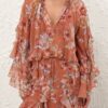 Awaken Ruffle Blouse Cinnamon Floral Online Awaken Ruffle Blouse Cinnamon Floral Online