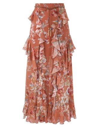 Awaken Ruffle Skirt Cinnamon Floral Online
