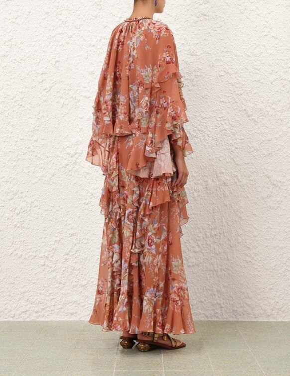 Awaken Ruffle Blouse Cinnamon Floral Online Awaken Ruffle Blouse Cinnamon Floral Online