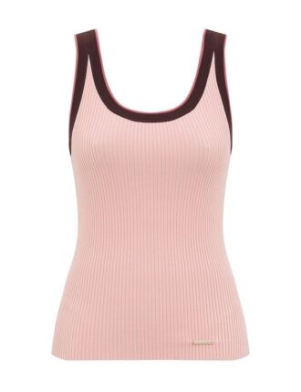 Contrast Rib Scoop Tank Soft Pink Multi Online
