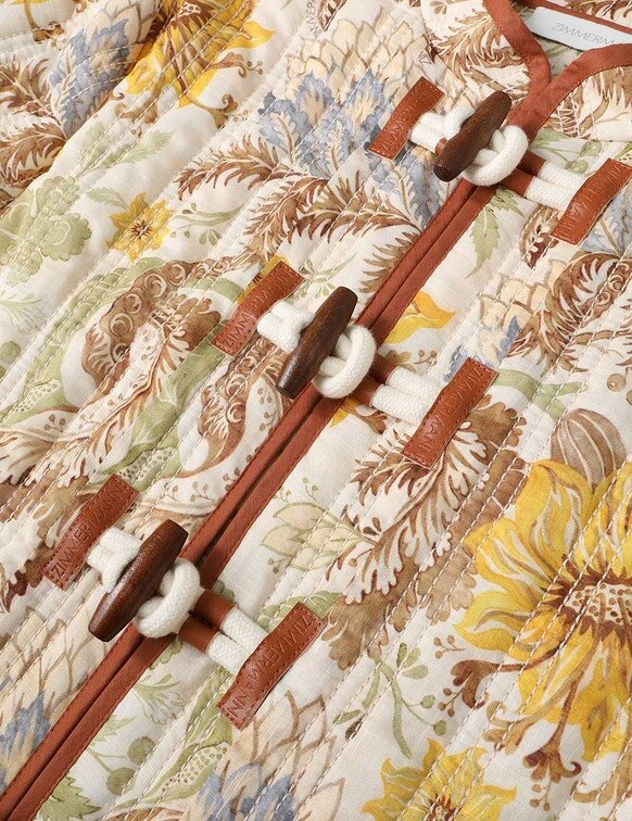 Daylight Collarless Jacket Stamp Floral Cream Online Daylight Collarless Jacket Stamp Floral Cream Online