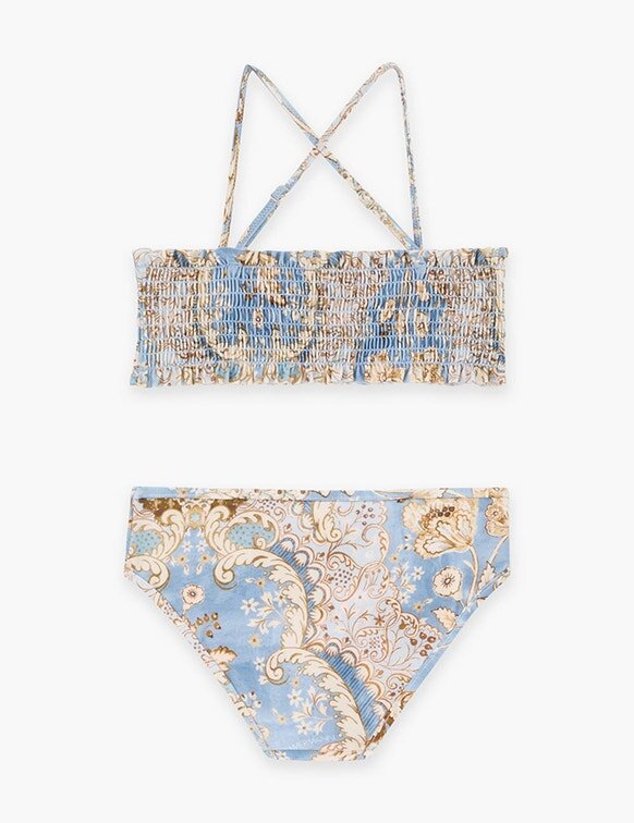 Daylight Kids Shirred Bikini Bandana Floral Denim Online Daylight Kids Shirred Bikini Bandana Floral Denim Online