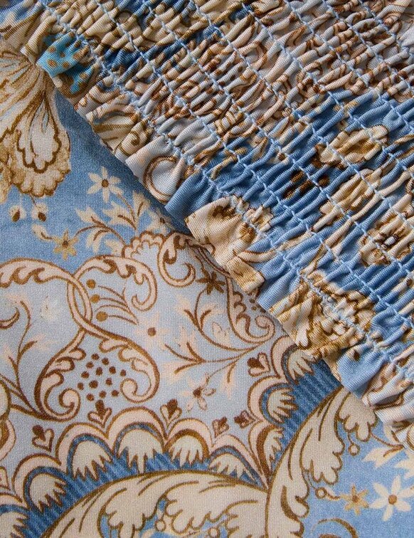 Daylight Kids Shirred Bikini Bandana Floral Denim Online Daylight Kids Shirred Bikini Bandana Floral Denim Online