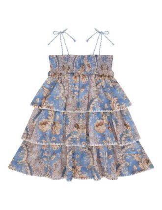 Daylight Kids Tiered Dress Bandana Floral Denim Online Daylight Kids Tiered Dress Bandana Floral Denim Online