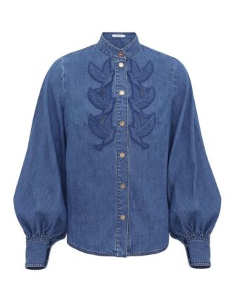 Denim Applique Shirt Bay Blue Online
