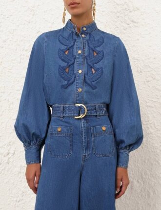 Denim Applique Shirt Bay Blue Online