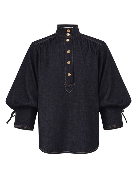 Denim Billow Shirt Night Sky Online Denim Billow Shirt Night Sky Online