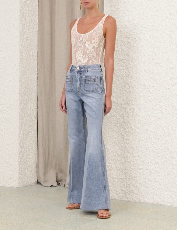 Denim Flare Jean Sea Foam Online Denim Flare Jean Sea Foam Online