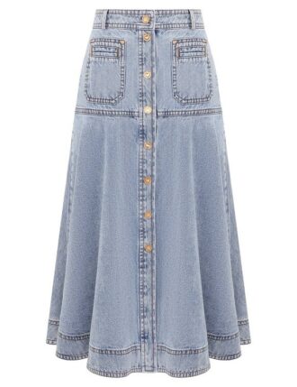 Denim Midi Skirt Sea Foam Online