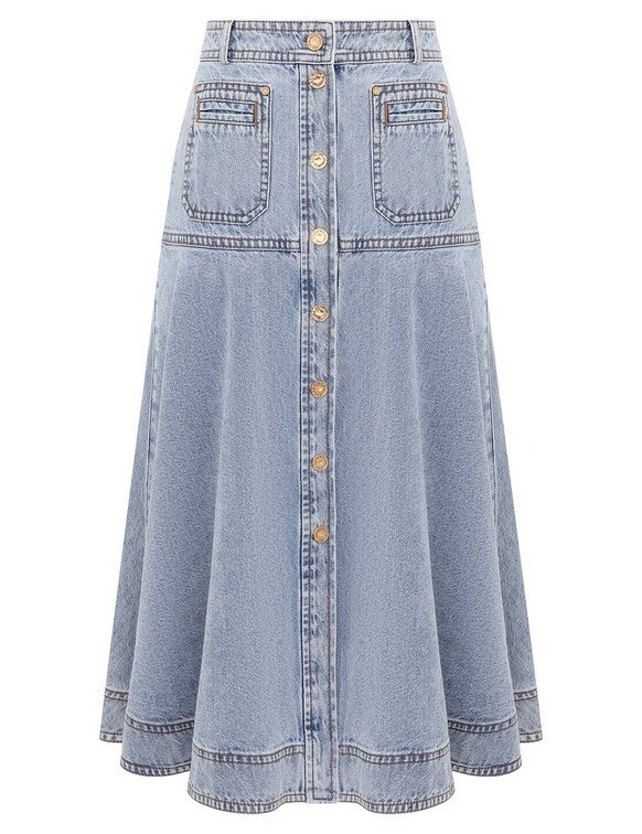 Denim Midi Skirt Sea Foam Online Denim Midi Skirt Sea Foam Online