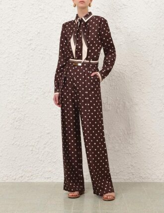 Dot Straight Pant Chocolate Dot Online