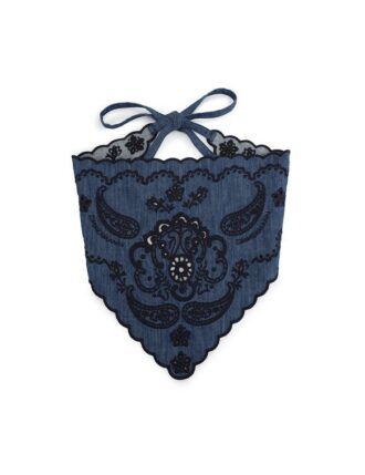 Embroidered Headscarf Railway Blue Online