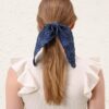 Embroidered Tie Scrunchie Railway Blue Online