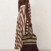 Goldentime Large Fringe Tote Burgundy Stripe Online