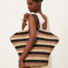 Goldentime Large Tote Black Stripes Online