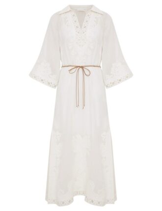 Indra Embroidered Maxi Dress Ivory Online