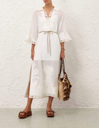 Indra Embroidered Maxi Dress Ivory Online
