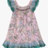 Indra Kids Flutter Dress Lilac Scarf Floral Online Indra Kids Flutter Dress Lilac Scarf Floral Online