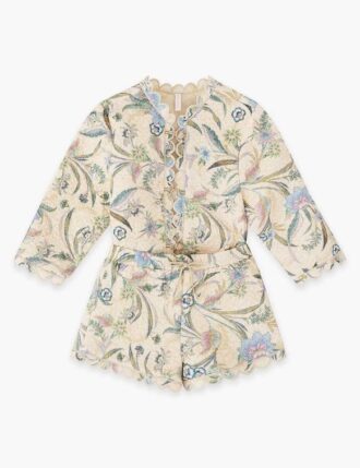 Indra Kids Quilted Short Cream Scarf Floral Online Indra Kids Quilted Short Cream Scarf Floral Online