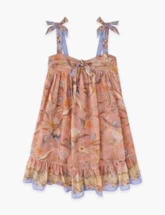 Indra Kids Tie Front Dress Pink Scarf Floral Online