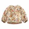 Indra Kids Trim Contrast Top Cream Khaki Scarf Floral Online