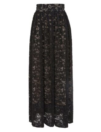 Lace Gathered Maxi Skirt Black Online