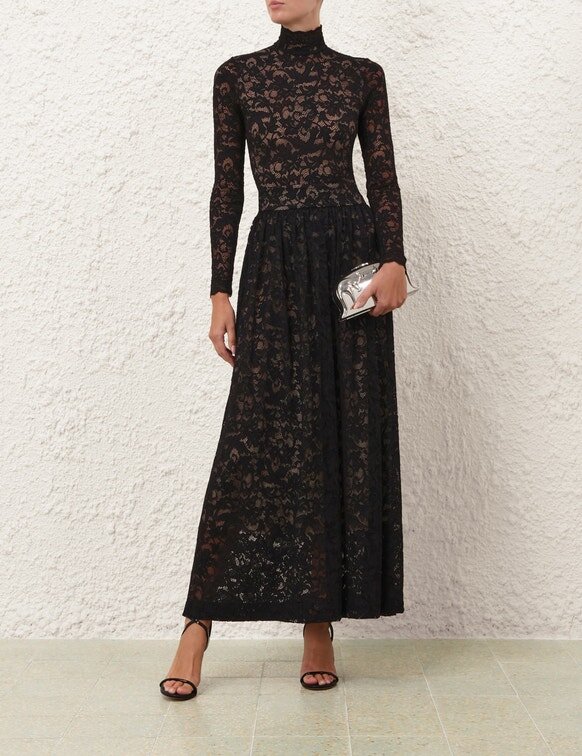 Lace Gathered Maxi Skirt Black Online Lace Gathered Maxi Skirt Black Online