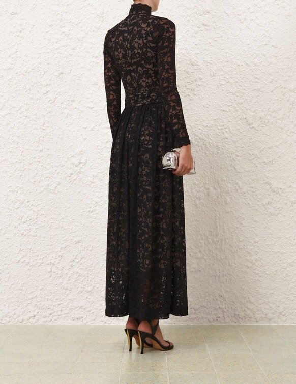 Lace Gathered Maxi Skirt Black Online Lace Gathered Maxi Skirt Black Online