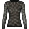 Lace Knit Turtleneck Sweater Black Online
